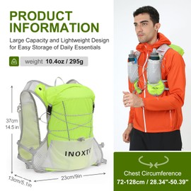 IX INOXTO Running Hydration Vest Backpack, Lightweight Water Backpack with 1.6L Water Bladder Daypack for Women Men,Adjustable Running Vest Pack for Trail Running Hiking Cycling Race Marathon (Green)