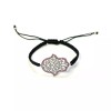 925 Sterling Silver C Z Hamsa Bracelet 6" Adjustable to