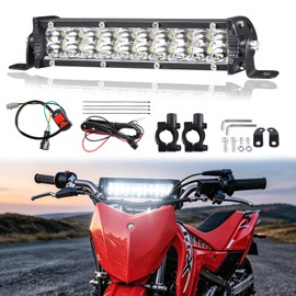 Motorcycle Headlight 60 W 2500 Lm for 22 mm 7/8 Inch Handlebars, Waterproof with Wiring Harness & Switch, Universal Compatible with Dirt Pit Bike CRF XR EXC KLX YZ TTR