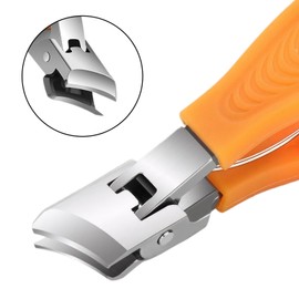 2 Pieces of Slanted Nail Clippers, Wide Jaw Opening Anti-Splash Slanted Nail Clipper, Comes with 2 Protective Covers, 3 Glass Files, 10mm Large Opening, Anti-Splash Design, for Men Women