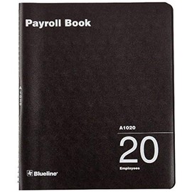 Blueline Payroll Book, Twin-Wire Binding, Book for 20 Employees, 12-Inch x 10-Inch, English, Black (A1020)