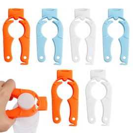 6-Pack Plastic Bottle Cap Opener, 3-in-1 Multi-Purpose Gripper Water Bottle Opener for Arthritic Hands, Easy-Twist Jar Opener Tool for Kitchen, Camping & Outdoor Use (Orange, Blue, White)