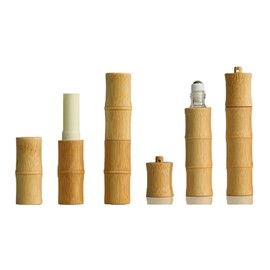 Kopida 2 Pcs 10ml Bamboo Empty Lip Balm Tube and Essential Oils Roller Bottle, Refillable DIY Lip Balm Tube Container Portable Travel Perfumes Roll on Bottle for Women
