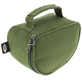 3 x Large Deluxe Zip Up Green Padded Reel Bag Cases For Carp Pike Sea Fishing with Grab/Carry Handle Holds Big Pit NGT