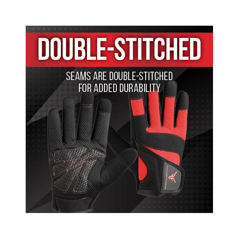 Victor Fitness VG04 Series Full Finger Men's Gloves (Large, Black/Orange)