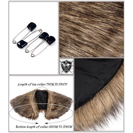 keland Viking Faux Fur Collar for Men Scarf Capelet Wrap Costume Accessory, brown