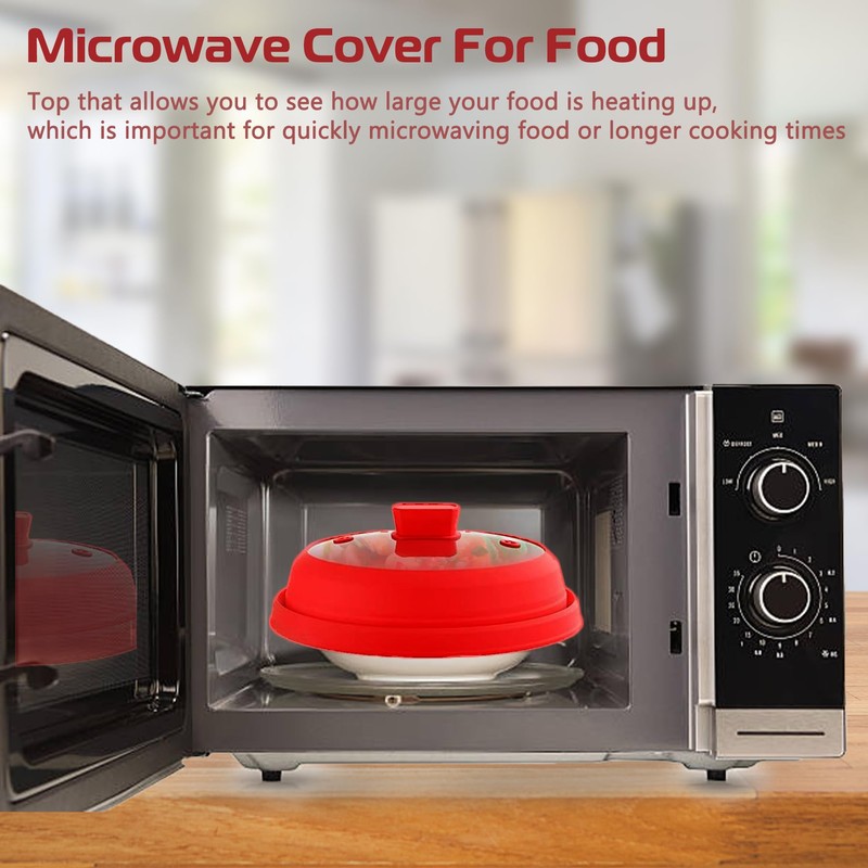 Microwave Splatter Cover Glass Cover Splatter Guard Lid with Collapsible