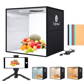 Lightdow 12"x12"x12" Photo Studio Light Box Photography with Desktop Tripod & 120 LEDs (CRI>95), 6 Backdrops - Portable/Dimmable Folding Shooting Tents for Toys/Jewelry/Watches/Cosmetics