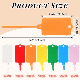100 Pcs Plastic Shipping Tags, 2.44 x 1.45 Inch Writable Blank Hanging Tags with Sealing Strap, Waterproof Sealing Shipping Labels for Luggage Logistic Keys Information Identity, Multicolor
