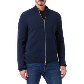 Seidensticker Men's Knitted Jacket - Regular Fit - Zip - Long Sleeve - 100% Cotton, navy