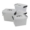 Easymanie Plastic Storage Bin with Black Handle, 6 Quart Latching