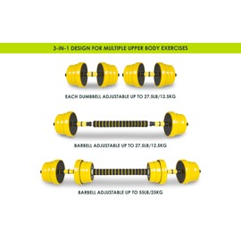 ProsourceFit Adjustable Dumbbell & Barbell Weight Set, 2-in-1 Free Weights Available 55Lbs, Home Gym Equipment