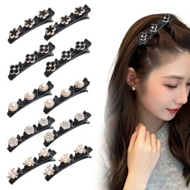 TUONYIS 10 Stück glitzernde Kristallstein-geflochtene Haarspangen, doppellagig, Mini-Haarspangen, Multi-Clip (schwarz)