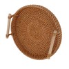 Rattan Fruit Tray with Solid Wood Handles Exquisite Hand Woven