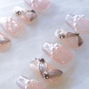 Press-on False Nails, medium ballerina Cat Eye Silk Ribbon with