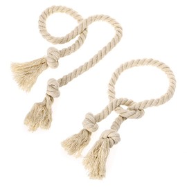 BTSKY 2 Pieces Natural Cotton Curtain Rope Tiebacks-Handmade Curtain Decorative Holdbacks Rural Style Drapery Tieback (Beige')