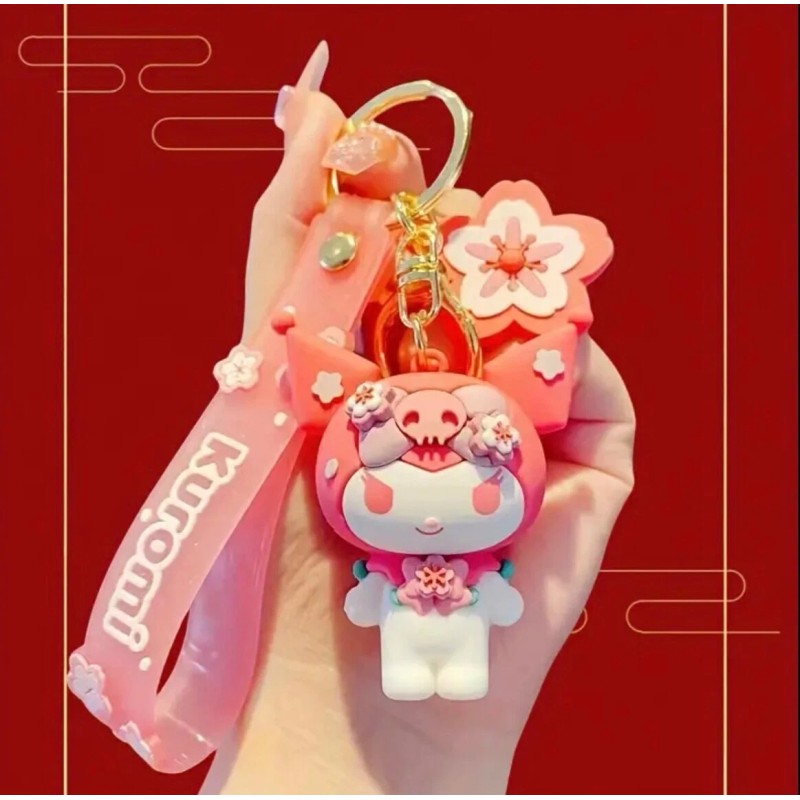 sanrio sakura keychain cherry blossom - Kuromi