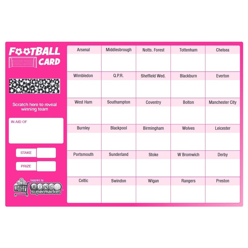 Bingosupermarket Football Fundraising Scratch Cards (30 Team) A5 Size 10