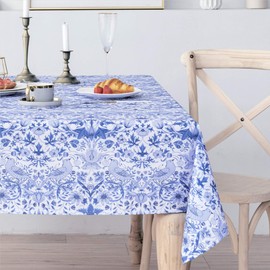 Obal William Morris Tablecloth Original Design Tablecloth Water Resistant Rectangular Table cloth Kitchen Dinning Decoration Table Cover Washable, 260cm x 152cm (Blue Strawberry Thief)