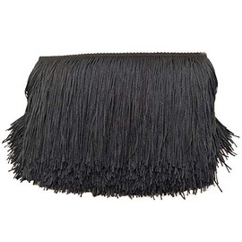 Yalulu 10 Metres Length 20 cm Width Tassel Cut Fringe Fringe Trimming Costume Latin Dress Garment Apparel Lace Trim Sewing Accessories (Black)