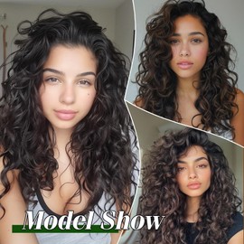 Aisaide Clip in Hair Extensions, 4PCS 20 inch Curly Hair Extensions Short Soft Natural Hairpiece Lace Weft Curly Wave Clip Ins Extensions Invisible for Women,Natura Off Brown