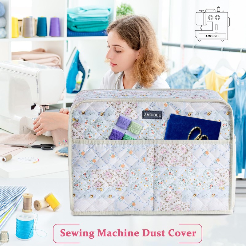 AMOIGEE Sewing Machine Cover for Brother, Singer, Janome – Quilted