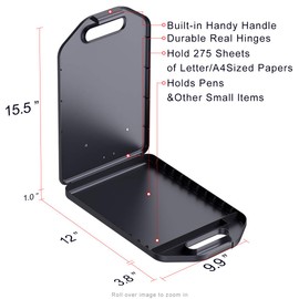 Calculator Storage Clipboard with Handle, Plastic Compartment Hold 200 Letter Sized Paper, Heavy Duty Sturdier Smooth Writing Portable Paperwork Office Classorm Supply for Coache, Contractor
