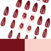 24 Pcs Red Press on Nails Almond Short Fake Nails