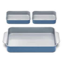 Caraway Nonstick Rectangle Baking Pan Set – 2x 9" x 6.5" & 1x 9" x 13" - Non-Toxic, PTFE & PFOA Free – Aluminized Steel Core – Deep Ceramic Baking Pan for Casseroles, Lasagna & More - Slate