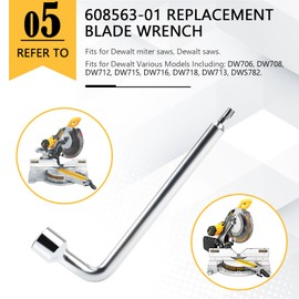 608563-01 Replacement Blade Wrench Fit for Dewalt Miter Saws DW718 DW713 DW715 DW718 DWS780 Blade Wrench Miter Saw Parts