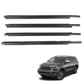 munirater 4Pcs Outside Part Weatherstrip Window Moulding Trim Seal Belt Black Replacement for 2008-2020 Sequoia 68163-0C030 68164-0C030