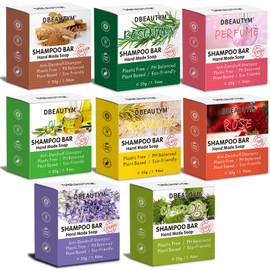 DBEAUTYM 8 Pack Shampoo Bar Gift Set,Natural Soap, Solid Dry Damaged Hair With Plant Essence Oil Helps Stop Loss and Promotes Healthy Growth, Travel Size Bulk Set