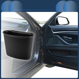 INFINAUTO Car Trash Can Car Door 8.3" Length 3.9" Width 5.9" Height Auto Trash Bin Faux Leather Plastic Lychee Pattern Black Hanging