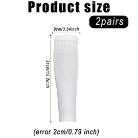 2 Pairs Football Sock Sleeves, Soccer Shin Guards Sleeves Kids Football Leg Sleeves Shin Guards Boys Football Sock for Football Games Beginner(white)