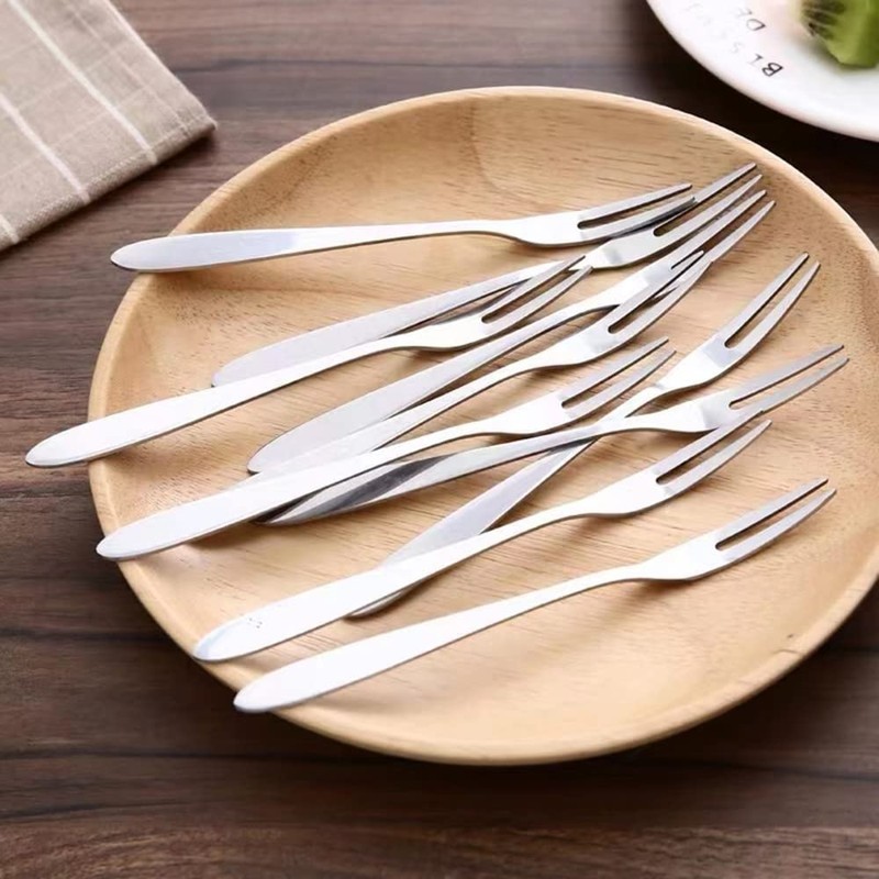 Forchette per frutta in acciaio inox, 20 pezzi, forchette per