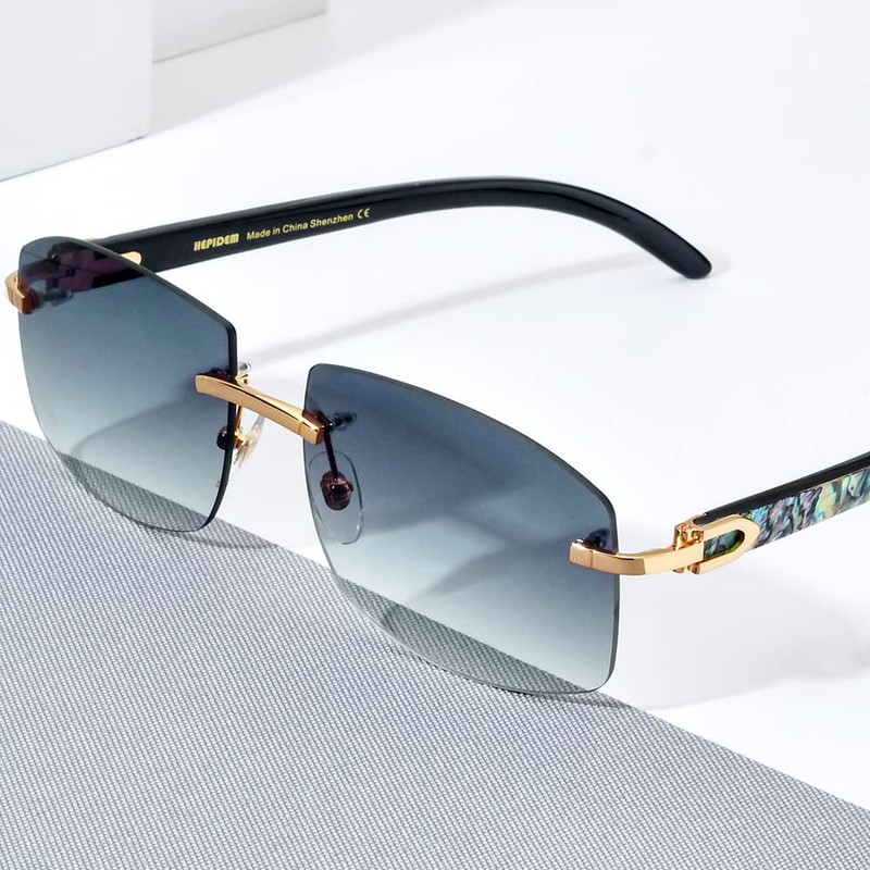 HEPIDEM 100% Really Buffalo Horn and Natural Mussel Shell Rimless