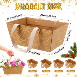 Pinkunn 48 Pcs Basket for Gifts Empty DIY Bulk Gift Baskets with Handles Market Trays with Handles Market Trays 4 Designs for Packages Wrapping Wedding Party Christmas Thanksgiving(Minimalist)