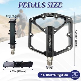 Road/Mountain Bike Pedals, 9/16" MTB Pedals, Non-Slip Aluminum Alloy Bicycle Pedal, Sealed Bearing Wide Platform Pedal for Road Mountain BMX MTB Bike