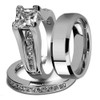 Marimor Jewelry His and Hers Stainless Steel Princess Wedding Ring