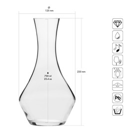 KROSNO Wine carafe | 25,4 oz | Handmade | Perfect for Home, Restaurants, Parties and Events | Crystalline glass | Lead-free