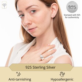 MAX + STONE Boho Sterling Silver Layered Twist Cocktail Ring for Women | Large Sterling Silver Statement Ring for Women | Chunky & Hypoallergenic 925 Sterling Silver Rings for Women | Size 8