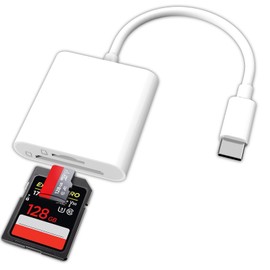 MFi Certified SD Card Reader, Type-c TF Camera Adapter, USB C, External Memory Card Reader, SD/TF Card Compatible, 2 in 1 OTG Function, Photo / Video High Speed Data Transfer, Type-C Interface