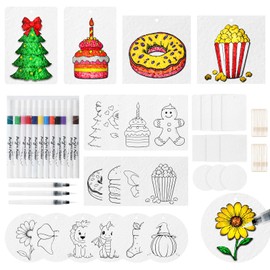 GlamSpark Magic 3D Foam Texture Painting Kit, 24 Pcs Foam Texture Papers, 12 Color Acrylic Paint Markers, 3 Soft-tip Water Brush Pens, Fun Magic Puffy Paint Art Supplies