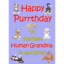 from The Cat Birthday Card (Lilac, Human Grandma, Happy Purrthday)