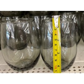 Greenbrier International: Set of 2 Black Stemless Wine Glasses, Made In USA- NEW