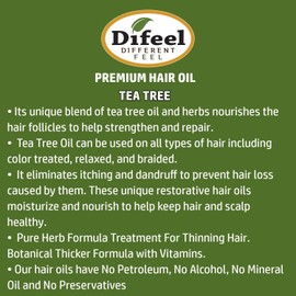 Difeel Premium Natural Hair Oil - Tea Tree Oil for Dry Scalp 2.5 Ounce
