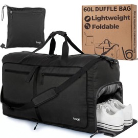 Bago Medium Duffle Bag for Travel Women & Men. Durable Lightweight Foldable Travel Duffel Bags For Traveling Women. 60L Duffle Bags For Overnight Bag With Shoe Compartment Collapsible Weekender duffel