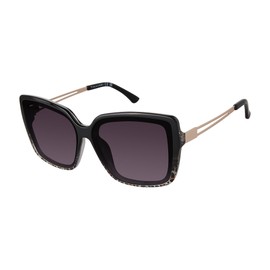 TAHARI Women's TH894 Metal Temple UV400 Protective Cat Eye Square Sunglasses. Elegant Gifts for Her, 62 mm, Black & Animal