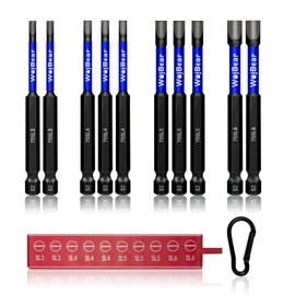 WojBear 10Pcs Magnetic Flat Head Impact Driver Bits, 75 mm Long Slotted Screwdriver Bits, SL3*2 SL4*4 SL5*4 SL6*2