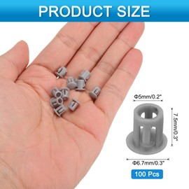 uxcell 100pcs Nylon Plastic Hole Plugs, 1/5"(5mm) Round Drill Screw Hole Plugs Covers Knockout Locking Plastic Plugs Insert End Caps for Kitchen Cabinet Furniture, Deep Grey